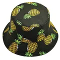 Produktbild: HugeStore Fischerhut mit Fruchtmuster, Sommerhut für Herren und Damen, Ananas, Schwarz