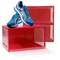 Produktbild: BITUXX LEX21 Schuhbox Stapelbar Aufbewahrungsbox Kunststoffbox Schuhkasten Schuhkarton Schuhorganizer bis Gr.47 (Rot, 3er Set)
