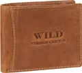 Produktbild: Wild Things Only !!! echt Leder Portemonnaie Geldbörse Herren Querformat Cognac (5453)