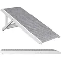 Produktbild: Relaxdays - Hunderampe, höhenverstellbar 38–43 cm, klappbar, rutschfest, Holz, 35 kg, Hundetreppe Bett & Sofa, grau/weiß
