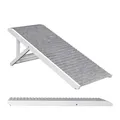 Produktbild: Relaxdays Hunderampe, höhenverstellbar 38–43 cm, klappbar, rutschfest, Holz, 35 kg, Hundetreppe Bett & Sofa, grau/weiß