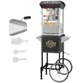 Produktbild: VEVOR Popcornmaschine Popcornautomat mit Wagen 850 W Popcorngerät, 8 oz Kessel für 48 Tassen pro Ladung, Popcornmaschine mit gehärtetem Glas inkl. 4 Schaufeln Kino-Stil Restaurant Schwarz
