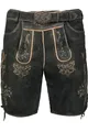 Produktbild: Edelnice Trachtenmode Kurze Wildbock Lederhose Friedl dunkel mit gruener Stickerei Gr. 44-64 (DE/NL/SE/PL, Numerisch, 46, Regular, Regular, schwarz)
