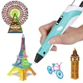 Produktbild: Wisam® 3D Drucker Stift Set Blau für Kinder Erwachsene mit 3 Farben PLA Filament