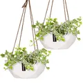 Produktbild: Fox&Fern Blumentopf hängend Größe M - Hängetopf für Pflanzen draußen und drinnen - hängende Blumentöpfe zum Aufhängen - hänge Blumentopf Blumenampel innen und außen - Hängeampel Farbe: Weiß