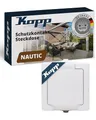 Produktbild: Kopp NAUTIC 1-fach Schutzkontakt-Steckdose mit Klappdeckel in Arktis-Weiß - Sichere Aufputz-Steckdose mit erhöhtem Berührungsschutz - IP44 Feuchtraumsteckdosen-Aufputz 16A / 250V~