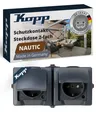 Produktbild: Nautic 2-fach Schutzkontakt-Steckdose mit Klappdeckel und erhöhtem Berührungs...