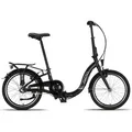 Produktbild: PACTO SEVEN - Hollandrad Hochwertiges Klappfahrrad 27cm Aluminiumrahmen Bike 20 Zoll Aluminiumräder Bicycle, 3 Speed Shimano Gänge Faltrad Klapprad - Schwarz