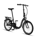 Produktbild: PACTO Seven - Hollandrad Hochwertiges Klappfahrrad 27cm Aluminiumrahmen Bike 20 Zoll Aluminiumräder Bicycle, 3 Speed Shimano Gänge Faltrad Klapprad Fahrrad Klappfahrrad Für Erwachsene Schwarz