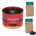 Produktbild: Tischgrill Feuerhand Tamber rubin rot mit 2 kg Holzkohle Campinggrill Starterset