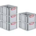 Produktbild: PROREGAL SparSet 5x Eurobox NextGen Color, HxBxT 22x30x40cm, 20 Liter, Griffe rot zu, Grau, Eurobehälter, Box, Transportbehälter