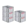Produktbild: PROREGAL SuperSparSet 5x Eurobox NextGen Color | HxBxT 22x30x40cm | 20 Liter | Griffe rot geschlossen | Glatter Boden | Eurobehälter, Transportbox, Transportbehälter, Stapelbehälter