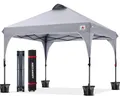 Produktbild: ABCCANOPY 3x3M Pavillon wasserdicht Pop-Up Gartenpavillon Festival Sonnenschutz Outdoor Pavillon mit Rolltragetasche Bonus 4X Gewicht Taschen, 4X Seile 4X Pfähle, Grau