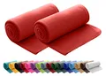 Produktbild: wometo 2er Set Polar Fleecedecke oekoTex 130x160 ca. 400g mit Anti-Pilling und Kettelrand rot