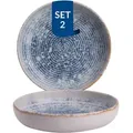 Produktbild: James Cooke Azure Vintage tiefe Teller 2er-Set Steingut Ø 22 cm blau weiß gestreift