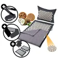 Produktbild: NEOLYMP Akupressur Bundle mit Akupressurmatte, Akupressur Fußmatte, Akupressur Gürtel und Akupressur Stirnband - gefüllt mit Kokosfasern und Buchweizen - Videoanleitungen (Akupressur Bundle Grau)