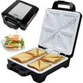 Produktbild: Syntrox Germany Keramik Sandwichmaker 1600W Antihaft 4 Sandwiches schwarz - Schwarz/Silber
