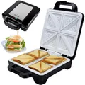 Produktbild: Syntrox Germany Kitchen Chef Keramik-Sandwichmaker XLC Drizle, 1.600 W, 28,7 × 28 cm Platten, Thermostat, Antihaft, Edelstahl-Dekor, vertikale Aufbewahrung, Verriegelung, 100°-Öffnung