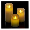 Produktbild: Relaxdays LED Kerzen, 3er Set, mit Timerfunktion & beweglicher Flamme, flammenlose Kerzenlichter, elektronisch, creme