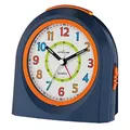 Produktbild: Atrium Kinderwecker Jugendwecker Analog Quarz mit Licht, Snooze & schleichende Sekunde - leise ohne Ticken - Lernwecker für Jungen & Mädchen - Geschenk Schule & Geburtstag Dunkelblau Orange A921-5