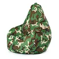 Produktbild: Green Bean Sitzsack mit Rückenlehne 80x70x90cm - Gaming Chair mit 230L Füllung Kuschelig Weich Waschbar - Bean Bag Bodenkissen Lounge Sitzhocker Relax-Sessel Gamer Gamingstuhl Camouflage Grün