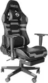 Produktbild: Bürostuhl Gaming Schreibtischstuhl Drehstuhl Race Chair Sportsitz + Beinauflage, schwarz/grau