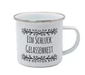 Produktbild: Tasse Schluck Gelassenheit Emaille 350ml, Camping, Outdoor, Trinkbecher, Emaillebecher, Emailletasse, lebensmittelecht, GEDA LABELS, Blau