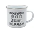 Produktbild: Geda Labels GmbH Tasse Schluck Gelassenheit Emaille, 1-tlg., Emaille, Weiß, 350ml, nicht spülmaschinengeeignet