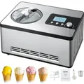 Produktbild: VEVOR Kompressor Eismaschine Eiscrememaschine 2 L, 180 W Frozen Joghurtbereiter Speiseeismaschine 3 Modi Joghurtmaschine Haushalt, Tragbare Eismasc... - Silber