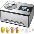 Produktbild: Vevor Kompressor Eismaschine Eiscrememaschine 2 L, 180 W Frozen Joghurtbereiter Speiseeismaschine 3 Modi Joghurtmaschine Haushalt, Tragbare Eismaschine Sorbet Gelato Geräuscharm Silber Elektrisch