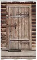 Produktbild: Abakuhaus Duschvorhang Badezimmer Deko Set aus Stoff mit Haken Breite 120 cm, Höhe 180 cm, Rustikal Holztür Log House