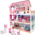 Produktbild: Puppenhaus XXL A98 Großes Holz Puppen Haus mit LED Beleuchtung Spielhaus Stadtvilla Set mit Möbel Puppenstube mit Möbel Dollhouse Spielzeughaus