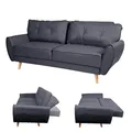 Produktbild: Mendler 3er-Sofa HWC-J19, Couch Klappsofa Lounge-Sofa, Schlaffunktion 203cm - Stoff/Textil anthrazit