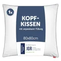 Produktbild: Blumtal Kopfkissen 80x80 cm - Nackenkissen mit anpassbarer Füllung - 100% Mikrofaser & waschbar bis 95 Grad - höhenverstellbares Kissen mit Paspel - für erholsamen Schlaf