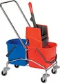 Produktbild: Reinigungswagen L1040xB410xH900mm 2 Eimer 17l rot/blau Ausguss u.Ku.-Presse