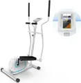 Produktbild: Klarfit Myon Cross Crosstrainer - Cross Stepper mit 12 kg Schwungmasse, Ellipsentrainer mit SilentBelt System, Widerstand in 8 Stufen, Tablethalterung, PulseControl, antikweiß