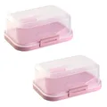 Produktbild: ENGELLAND - 2 x Stapelbare Butterdose mit Deckel und Klick-Verschluss, Rosa/Transparent, Plastik-box, Butter-Glocke, BPA-frei, Mehrzweck, robust