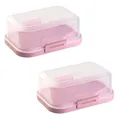 Produktbild: ENGELLAND 2 x Stapelbare Butterdose Frische Box Dose Kunststoff BPA-Frei Rosa
