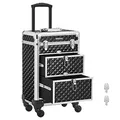 Produktbild: SONGMICS Kosmetikkoffer Trolley, Schminkkoffer 2 Schubladen, Friseurkoffer groß, Make-up Koffer, 34 x 24 x 56 cm, Rollen 360° drehbar, Reisen, Friseure, Geschenkidee, schwarz JHZ08BK