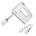 Produktbild: KRUPS 3MIX 7000 Handmixer, 500W, ergonomischer Griff des Mixers, stufenloser Geschwindigkeitsregler + Turbo- & Auswurftaste, Schneebesen & Knethacken aus Edelstahl, bis zu 1kg Brotteig, weiß, F6081