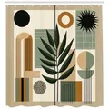 Produktbild: Abakuhaus Duschvorhang Moderner Digitaldruck mit 12 Haken auf Stoff Wasser Resistent Breite 175 cm, Höhe 200 cm, Monstera Natur Mid Century Boho beige|grün 175 cm x 200 cm