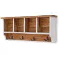 Produktbild: Design Delights Wandgarderobe, Weiß, Holz, Echtholz,Recyclingholz, Vintage, 70x27x11 cm, Garderobe, Garderobenleisten & Garderobenhaken