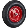 Produktbild: Relaxdays - Schubkarrenreifen 4.80 4.00-8, Ersatzrad luftbereift inkl Achse, Luftreifen 120 kg Tragkraft, schwarz-rot