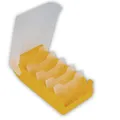 Produktbild: TimeTEX - Karteikasten aus robustem Kunststoff, A8, Halbtransparent mit einschiebbarem Deckel, 5-Fächer-Lernmethode, 20x9x6,5cm, Farbe: gelb
