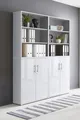 Produktbild: abschließbare Regalwand/Schrankwand Office Edition Set 11 Grau/Weiß Hochglanz