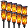 Produktbild: FIFlying Solarlampen für Außen Garten, 2 Modi Solarfackeln mit Flammeneffekt für Halloween Dekoration, IP65 Wasserdicht, Flackernde Solarlichter für Weg,Terrasse, Rasendeko-10 Stück