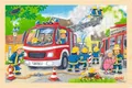 Produktbild: goki 57318 – Einlegepuzzle Feuerwehreinsatz aus Holz – 24-teiliges Kinderpuzzle mit Einsatzfahrzeug, ca. 30 cm breit, ab 3 Jahren