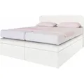 Produktbild: Boxspringbett, weiß, B:105cm L:212cm, Box und Kopfteil: Microvelours (100% Polyester) oder Kunstleder (Polyurethan);Bezug der Obermatratze: 100% Polyester, WESTFALIA SCHLAFKOMFORT, Komplettbetten, Boxspringbett, wahlweise mit Bettkasten