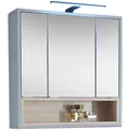 Produktbild: home24 Spiegelschrank Tunis, Grau, Sonoma Eiche, Glas, 3 Fächer, F, 65x65x16 cm, Made in EU, Badezimmer, Badezimmerspiegel, Spiegelschränke