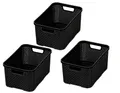Produktbild: BranQ - Home essential Korb in Rattan Design 3er Set Grösse S 7l, BPA-frei Kunststoff PP, Schwarz, 28,5x19,5x12,9 cm, 3 Stk.